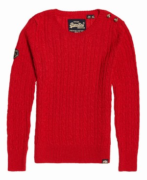 Superdry Croyde Cable Női Kötöttáru Piros | CWQRG6754